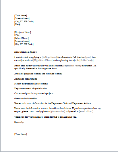 letter for college