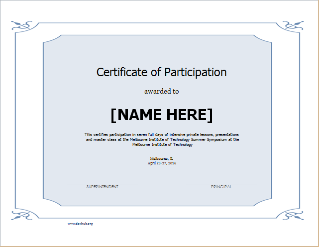 Certificate of participation