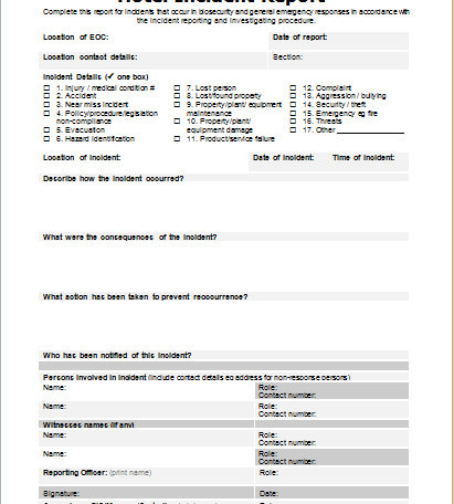 incident report template