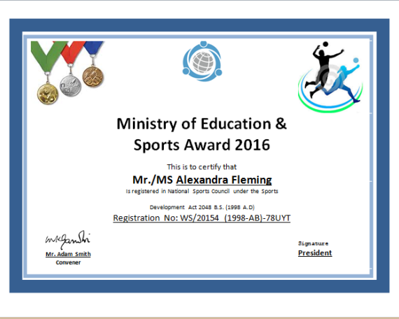 sports awards certificate template
