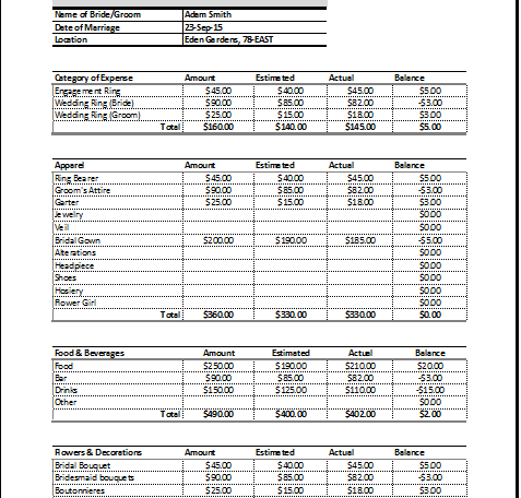 budget wedding plans