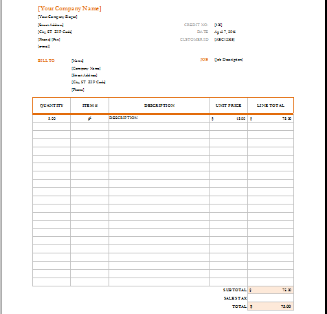 credit memo form