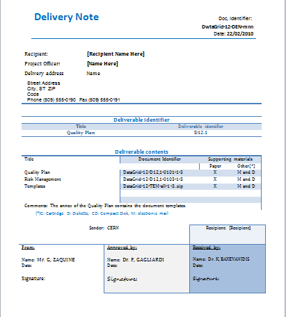 delivery slip template