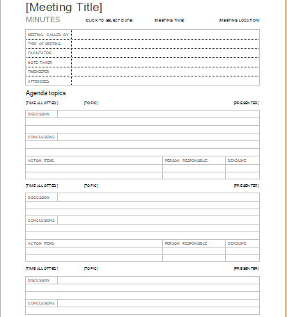 how to type meeting minutes template