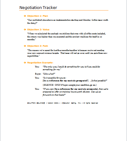 negotiation template