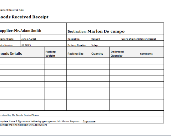 delivery slip template