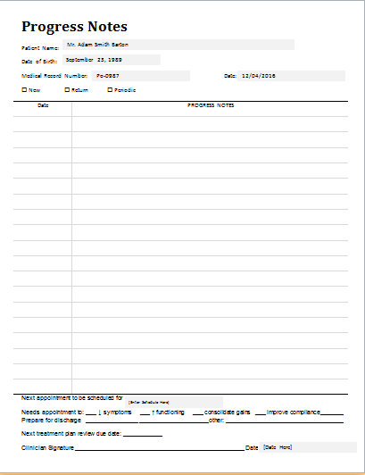 physician progress notes forms