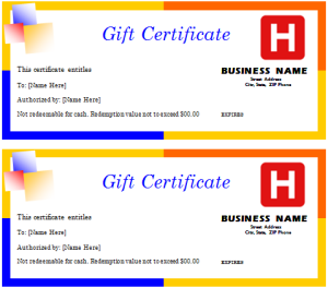 travel gift certificate template