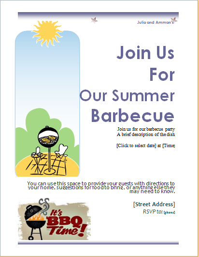 Barbecue party invitation card