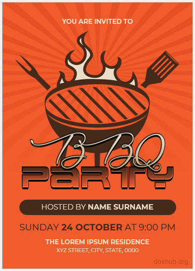 BBQ party invitation card template