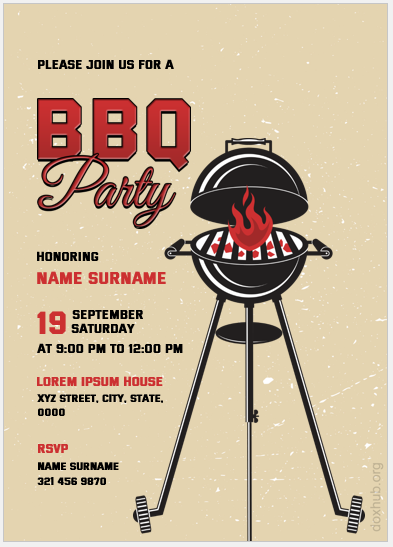BBQ party invitation card template
