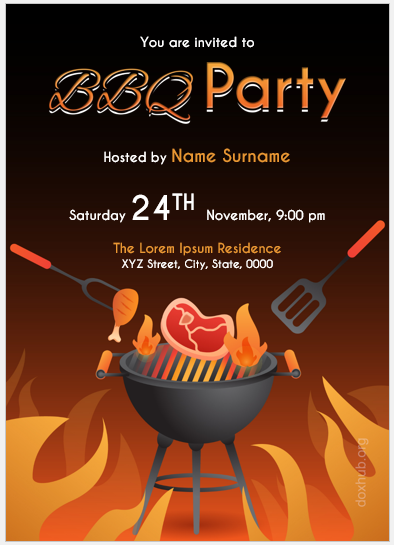 BBQ party invitation card template