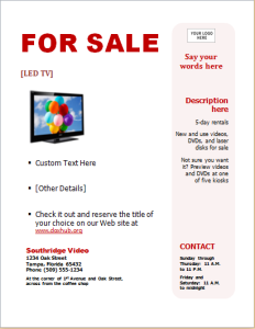 FOR SALE flyer