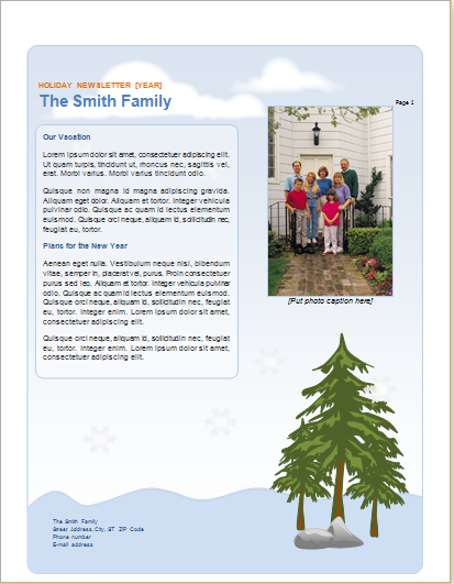 Family holiday newsletter