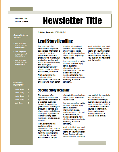 15 Editable Newsletter Templates For Ms Word Document Hub