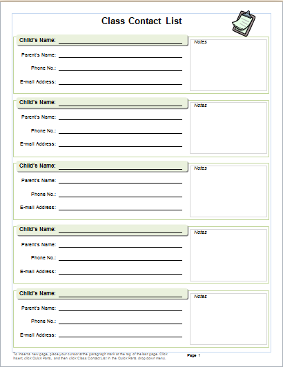 class contact list document hub class contact list