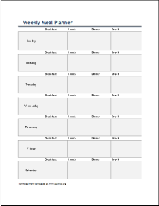 family meal planner document