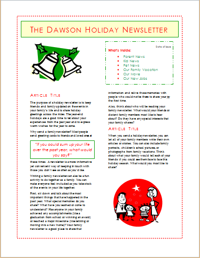 holiday newsletter 6 pages