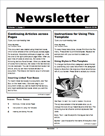 15 Editable Newsletter Templates For Ms Word Document Hub