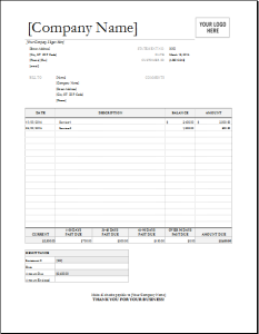 Billing statement invoice