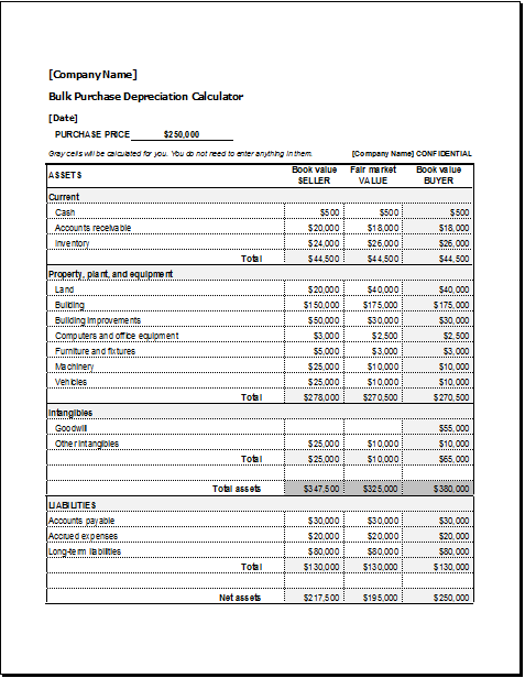 Bulk purchase depreciation calculator