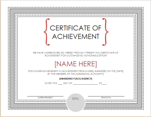 Certificate of achievement