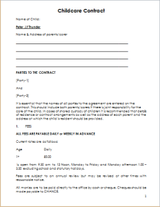 Child care contract