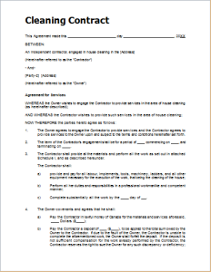 Cleaning contract