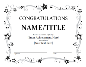 Congratulation certificate