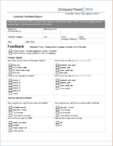 Customer feedback report