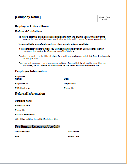 Employee referral form