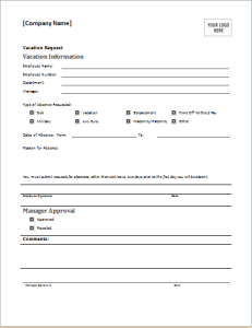 Employee vacation request form