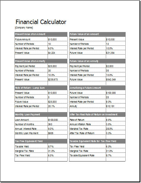 Financial calculator