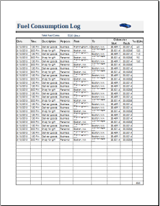 fuel consumption log