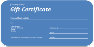 Business gift certificate
