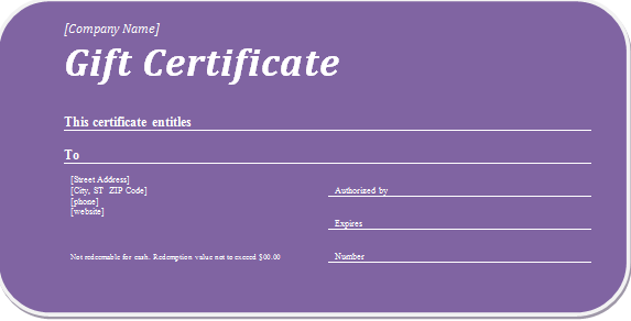 Business Gift Certificate Template For WORD