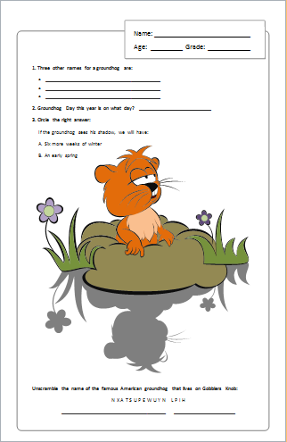 Groundhog Day activity page