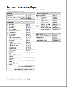 Income estimation report