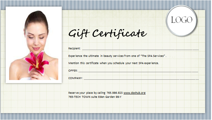 Spa Gift Certificate Template For Ms Word Document Hub