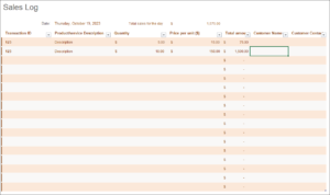 Sales log template