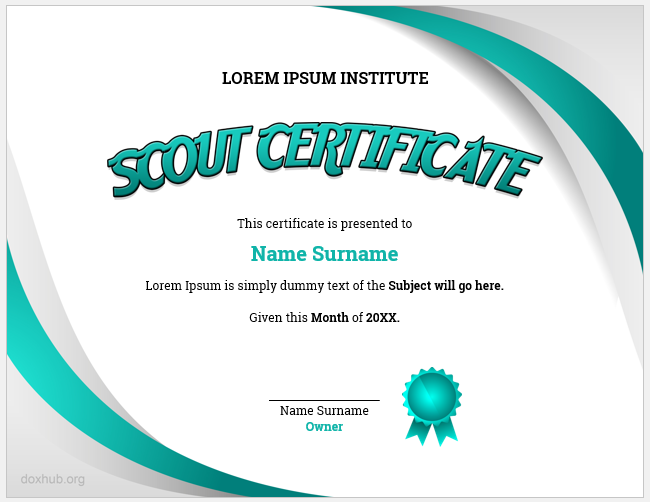 Scout certificate template