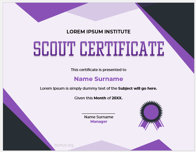 Scout certificate template