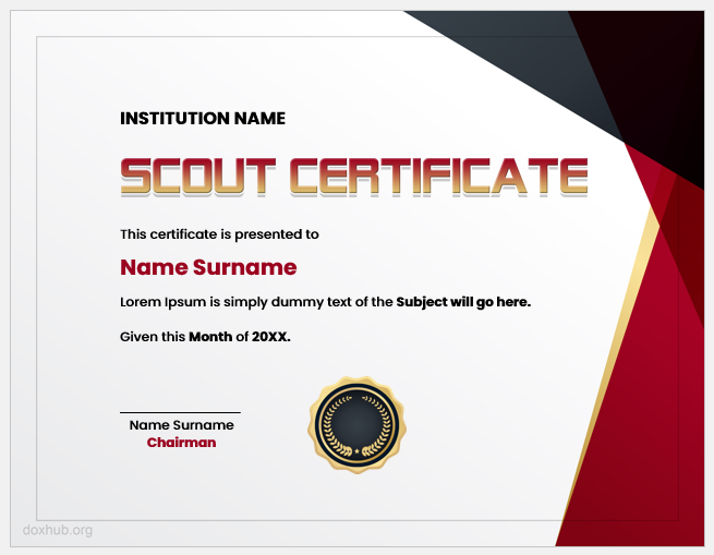 Scout certificate template