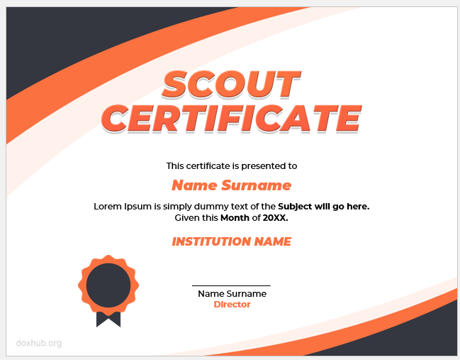 Scout certificate template