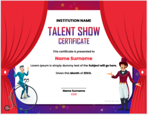 Talent Show Certificate Template for WORD | Download Files