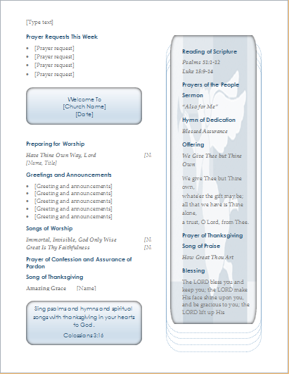 Church Program Template for MS WORD and Writer | Document Hub