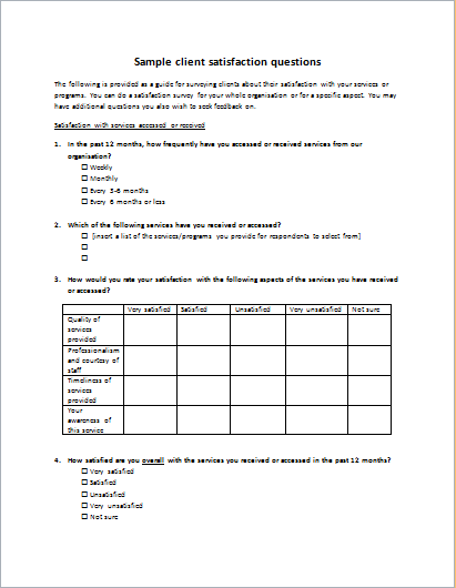 Client satisfaction survey form