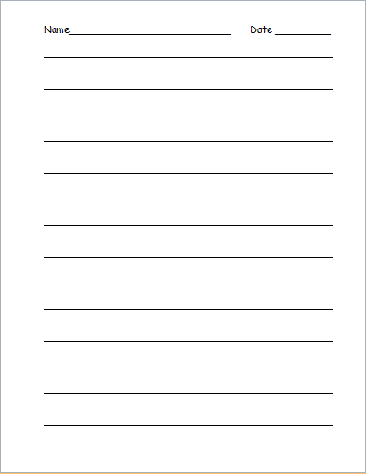 Hand writing practice paper