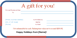 holiday gift certificate