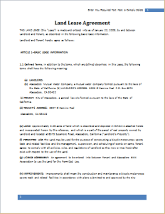 land lease agreement